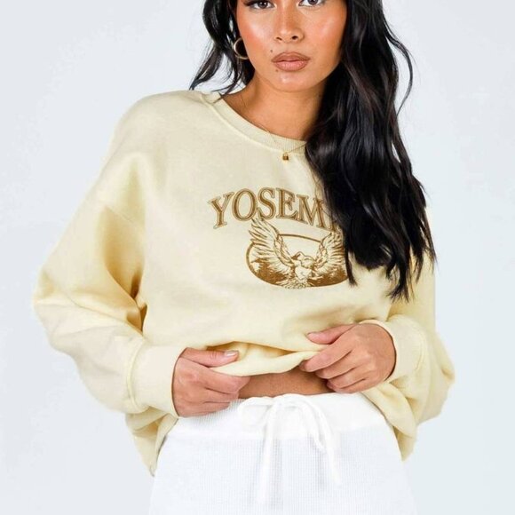 #1❤️ NEW YOSEMITE OVERSIZED CREWNECK SWEATSHIRT CREAM - Picture 5 of 6